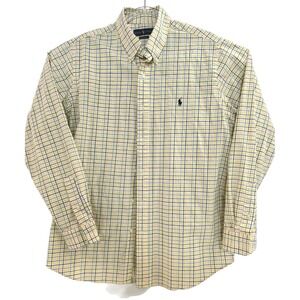 Ralph Lauren Shirt Mens Large Yellow Plaid Classic Fit Button Down Casual